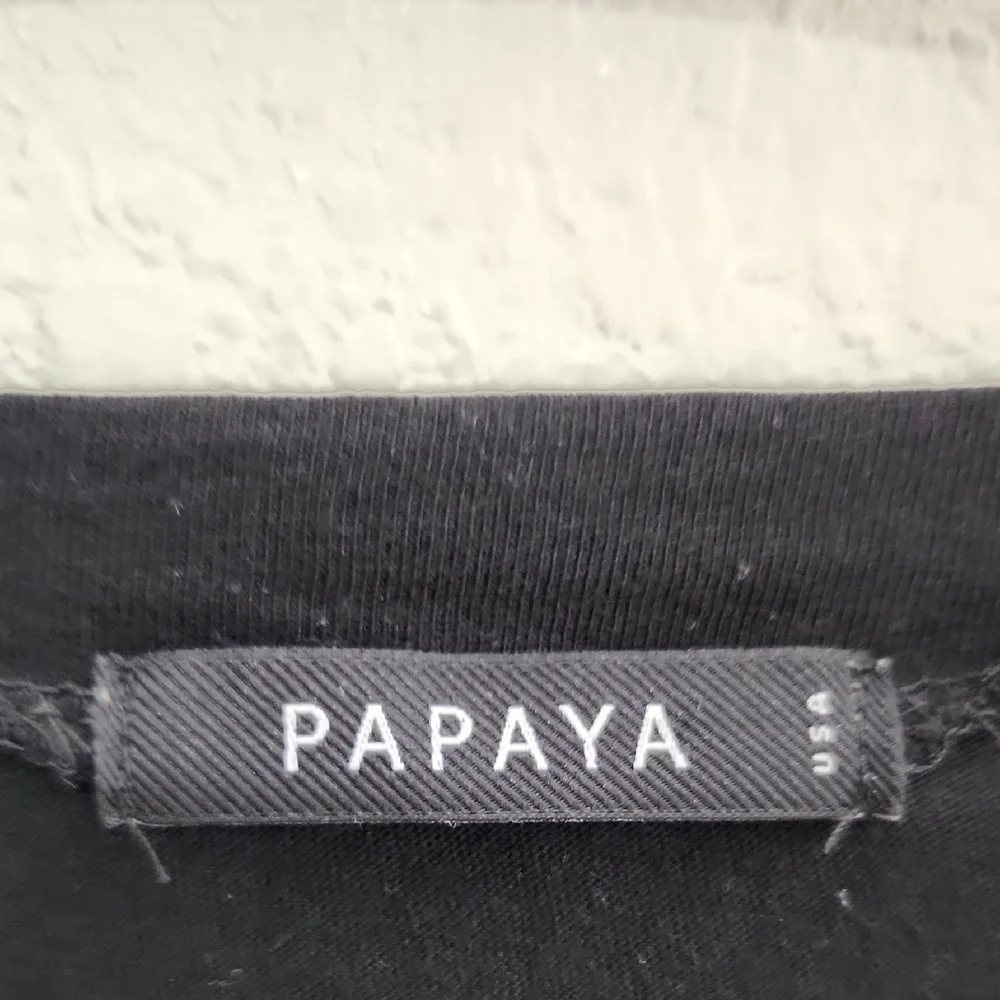 Papaya Top Black Yellow Long Sleeve Crop Top Small Y2K